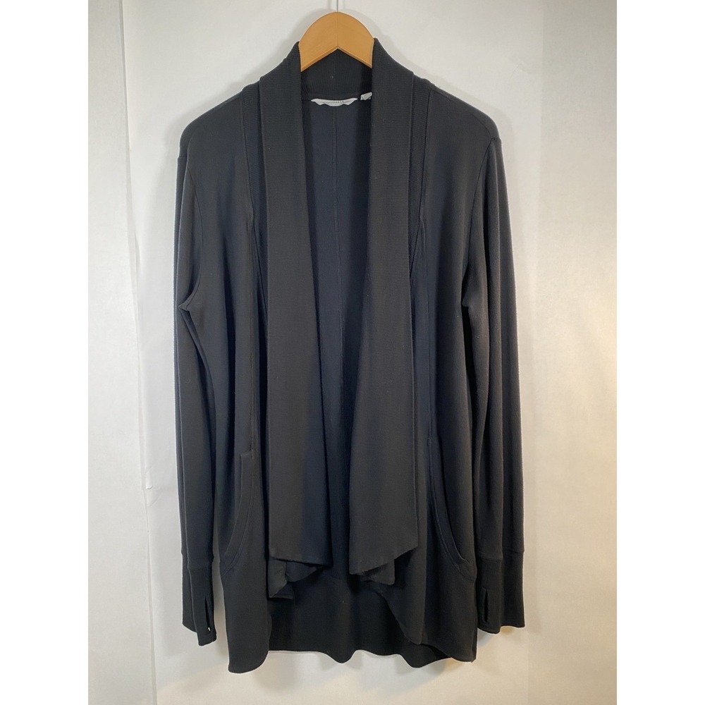 Athleta Women's black Wrap Cardigan Size Small w/pockets & thumb holes